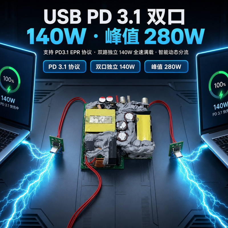 Pd3.1 140W Fast Charging Module with Dual C Ports, 280W High-Power Power Board, Supports Customization According to the Drawing, Source Factory Pd3.1 140W Fast Charging Module with Dual C Ports, 280W High-Power Power Board, Supports Customization According to the Drawing, Source Factory