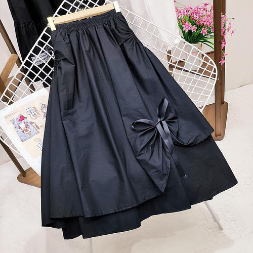 Summer New Korean Style Slimming Semi-Body Skirt for Women with Fake Pockets, Irregular Large Swing Mid-Length Skirt