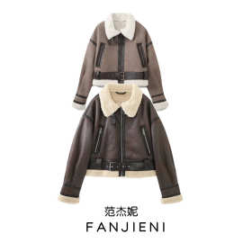 ZR外贸批发 欧美风女装 法式双面短款翻领夹克外套 8073235 716