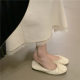 Vintage French Style Gold Flat Shoes Women's 2025 New Style Chanel Style Bow Soft Bottom Shallow Mouth Milk Shoes