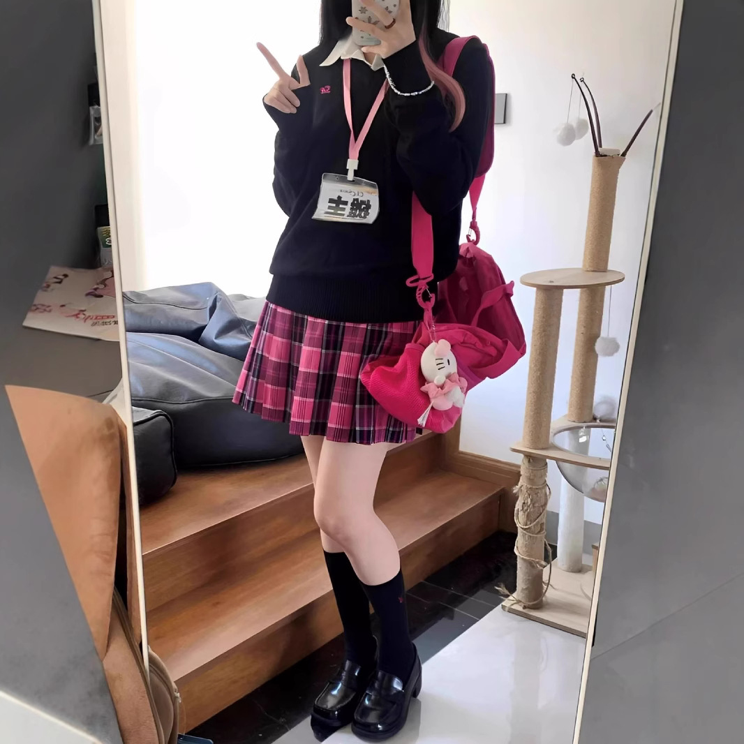 XIAOMEI 원래 JK 유니폼 학교 학생 A-라인 스커트 학술 스타일 JK 유료 스커트 주름 치마