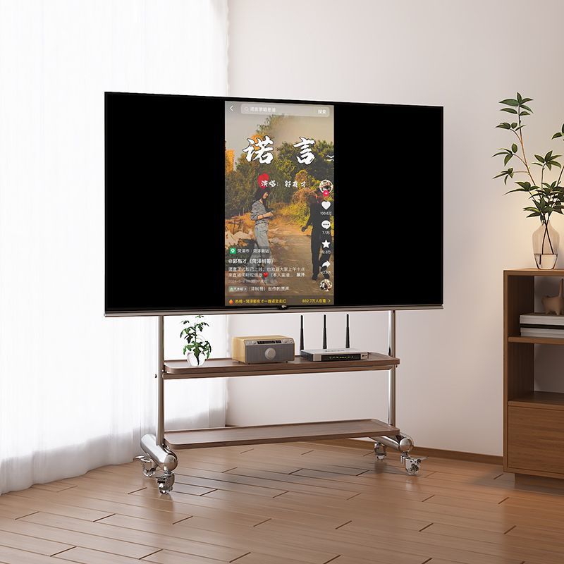Soporte móvil de televisión de acero inoxidable móvil de piso pequeño dormitorio sala de estar doméstica 43 - 75 pulgadas rueda universal