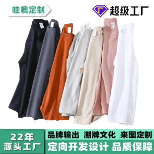Couple's Tube Woven Cotton T-shirt Classic Joker Casual Sports Short Sleeve Top/OEM Factory OEM Wholesale