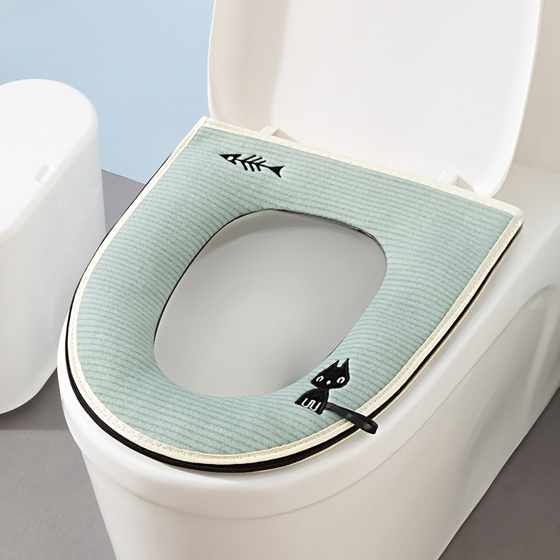 洗えるトイレマット 秋冬用 厚手トイレマット 家庭用トイレカバー 持ち運び可能なジッパー式トイレマット|undefined