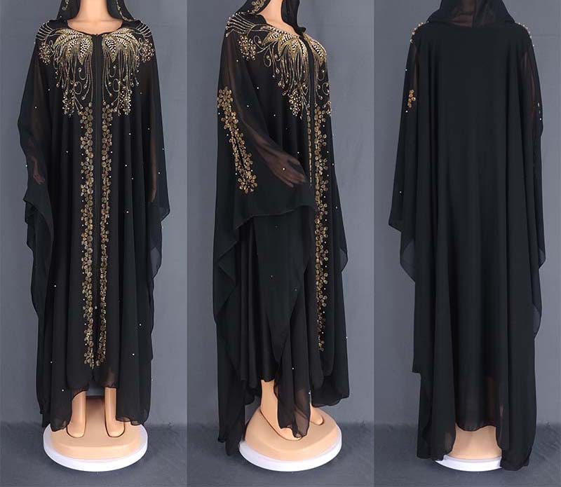 Cross-border Middle East Dubai Best-Selling Popular Long Robe Rhinestone Cardigan Dress 8869_ecoleips.com