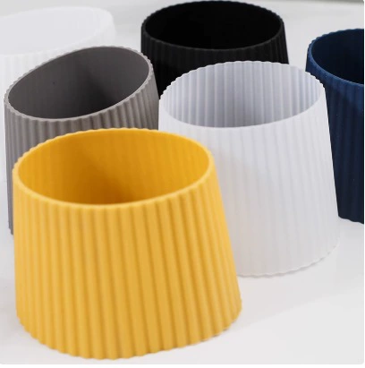 Новая коническая силиконовая чашка со стеклянной кофейной чашкой, универсальный защитный чехол с защитой от ожогов, теплоизоляцией, противоскользящим и противоударным рисунком.