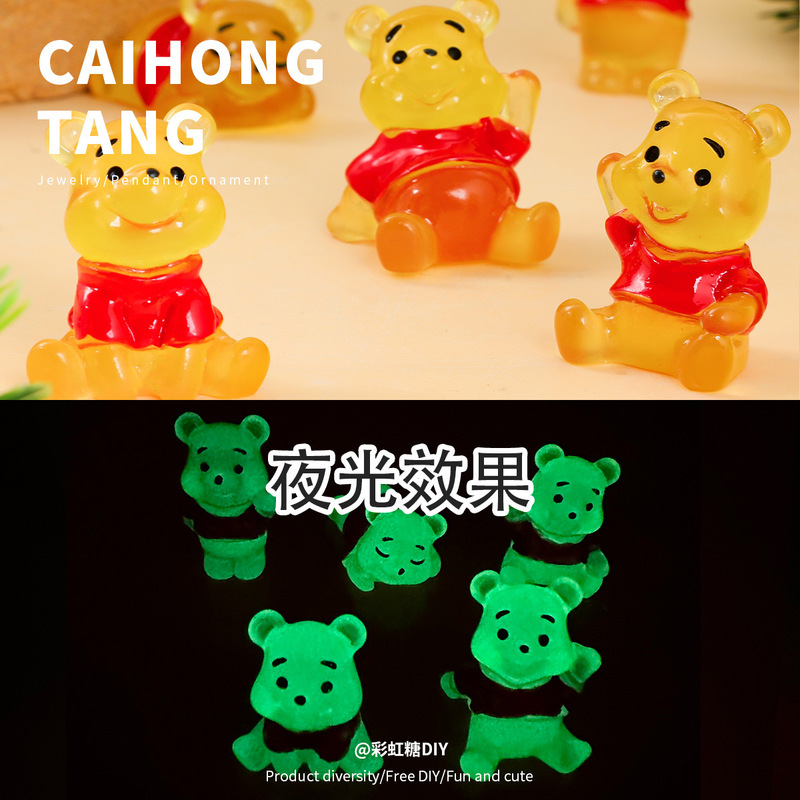 Cartoon stereo doll luminous colorful Winnie the Pooh bear cartoon bear decorations ornaments diy accessories wholesale Cartoon stereo doll luminous colorful Winnie the Pooh bear cartoon bear decorations ornaments diy accessories wholesale