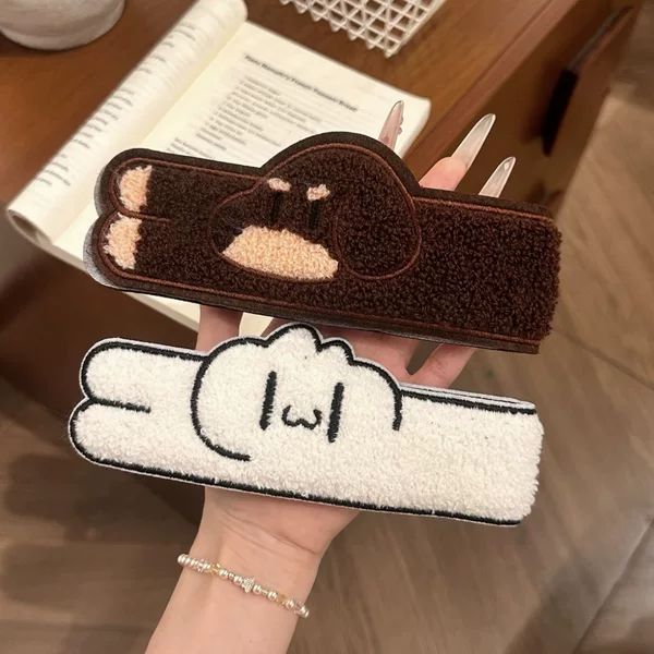 Cute Long Strip Animal Cartoon Dachshund Hair Sticker for Girls, Face Hair Organizer, Hair Patch