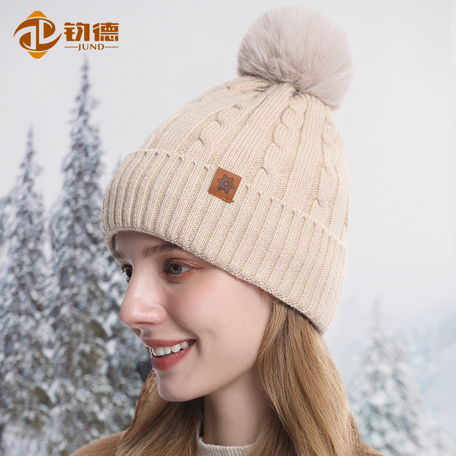 Amazon Knitted Hat Women's Winter Warm Riding Ear Protection Wool Knitted Hat Scarf Gloves Three-piece Set