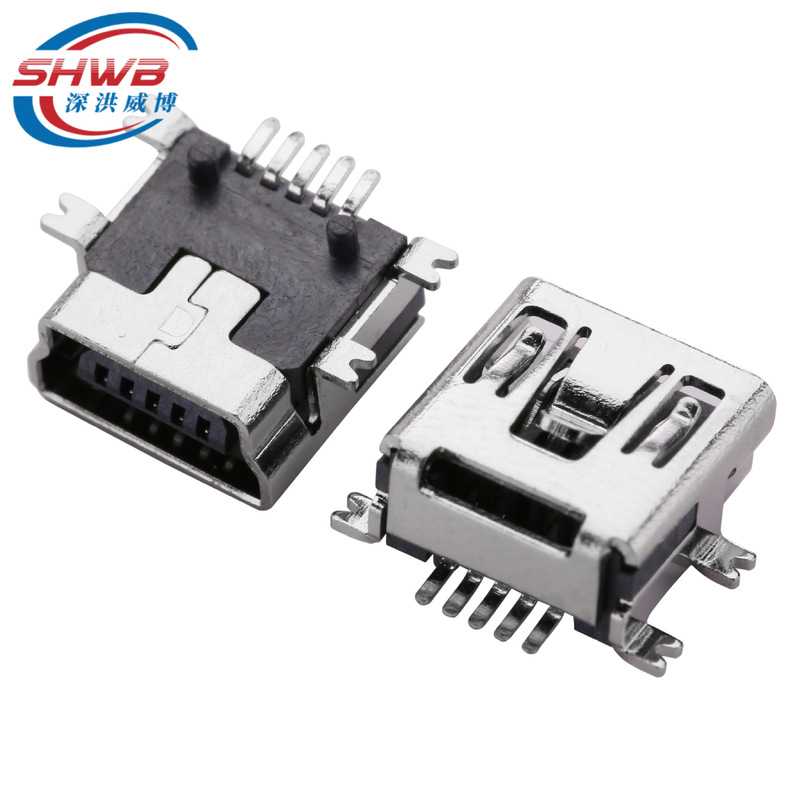 MINI USB 5P/F B type base short body SMT MINI usb socket patch socket high temperature resistant