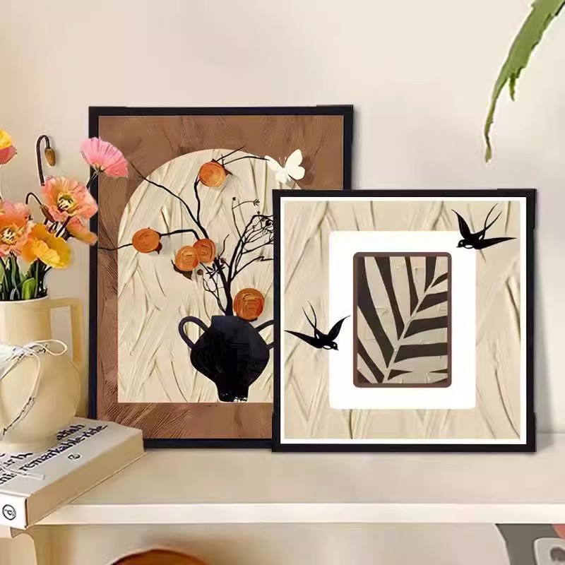 法式复古柿柿如意摆台画中古风客厅挂画餐厅卧室高级感暖居装饰画