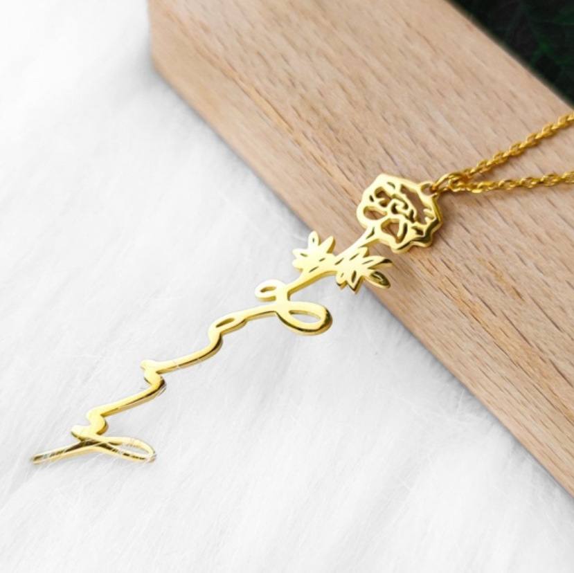 Fashion Simple Style Flower Stainless Steel Plating Necklace