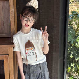明希童装2026年夏季新款HH女童短袖套头衫卡通小女孩可爱洋气批发