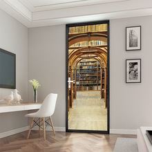 SP-F507 创意3D门贴欧式图书馆贴纸卧室书房浴室门遮瑕翻新墙贴