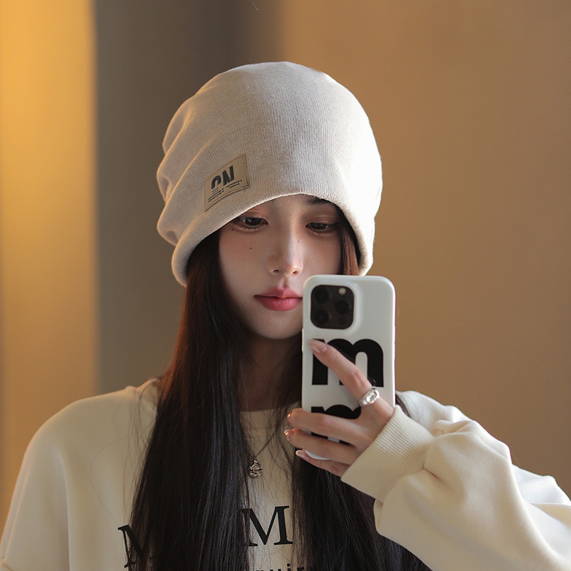 富网红堆堆帽女秋冬季产后月子帽百搭显脸小针织毛线包头冷帽子|undefined