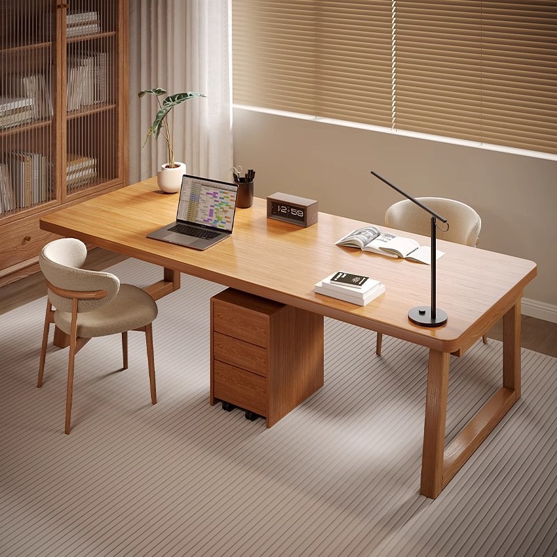 Escritorio de madera sólida para dos personas, escritorio de estudio, escritorio de computadora, escritorio de escritorio