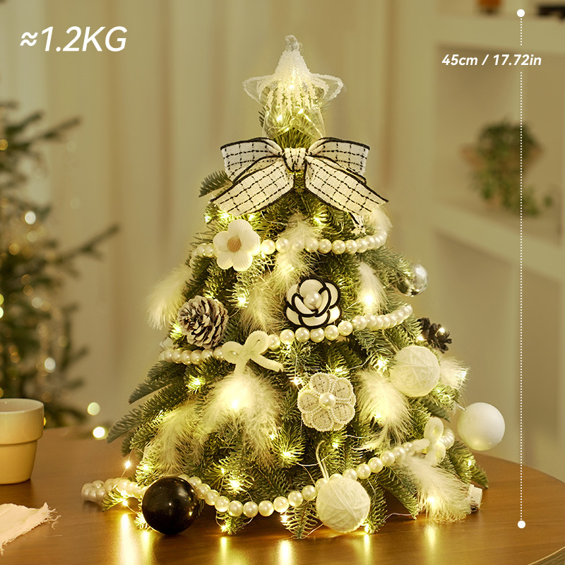 Paquete de mini árbol de Navidad transfronterizo con iluminación de simulación de cifrado de árbol de Navidad luminoso blanco decoración de mesa