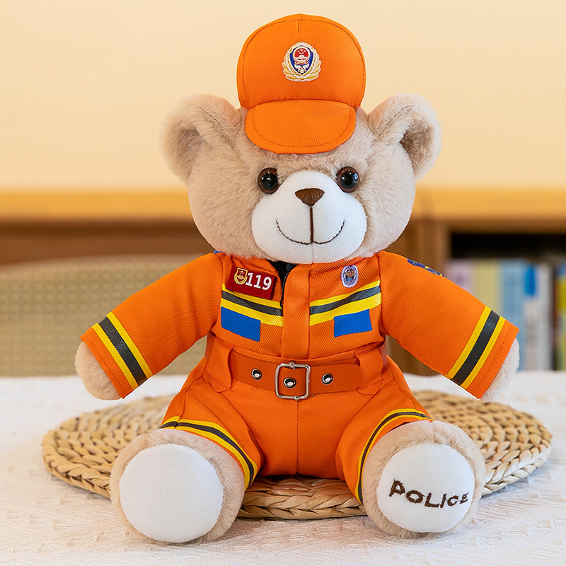 Uniforme de policía de emergencia de bomberos de policía Teddy Bear muñeca Jewel muñeca juguete de peluche regalo