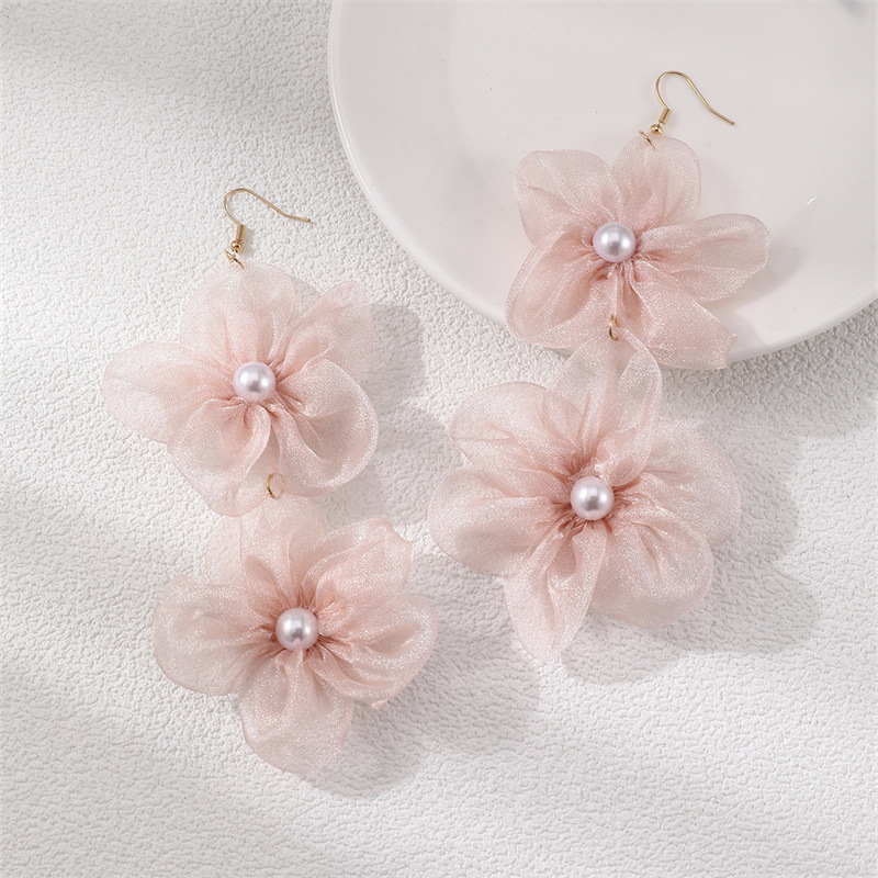 1 Pair Sweet Flower Epoxy Cloth Ear Hook display picture 7