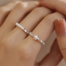 闪耀三角碎银子天然强光淡水珍珠戒指环ins小众设计轻奢高级感女