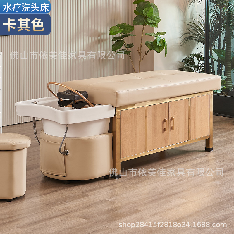 cama de lavado de cabeza cerámica gruesa con espacio de almacenamiento calentador de agua cama de descarga de agua barbería de decocción de medicina de circulación de agua cama de tratamiento de cabeza