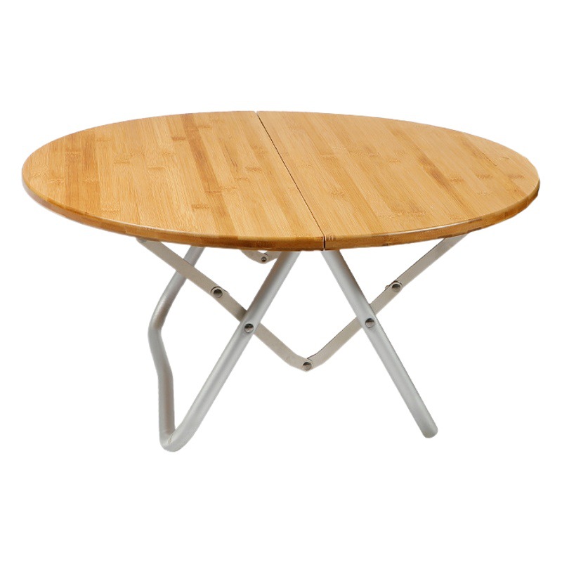 Acampar al aire libre Mesa portátil bambú pequeña mesa redonda hogar simple mesa de té mesa auxiliar balcón comedor barbacoa mesa pequeña