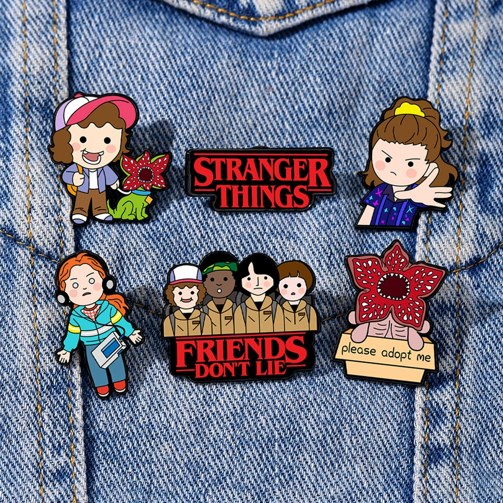 Креативный персонаж Stranger Things мультяшная металлическая нашивка, брошь Stranger Things украшение