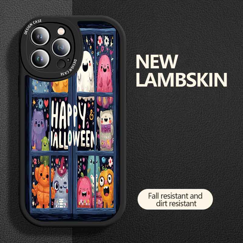 Halloween Party Gift Giving Cute Ghost Haunted Haunted House Popular Pattern Suitable for Apple Lambskin Phone Case