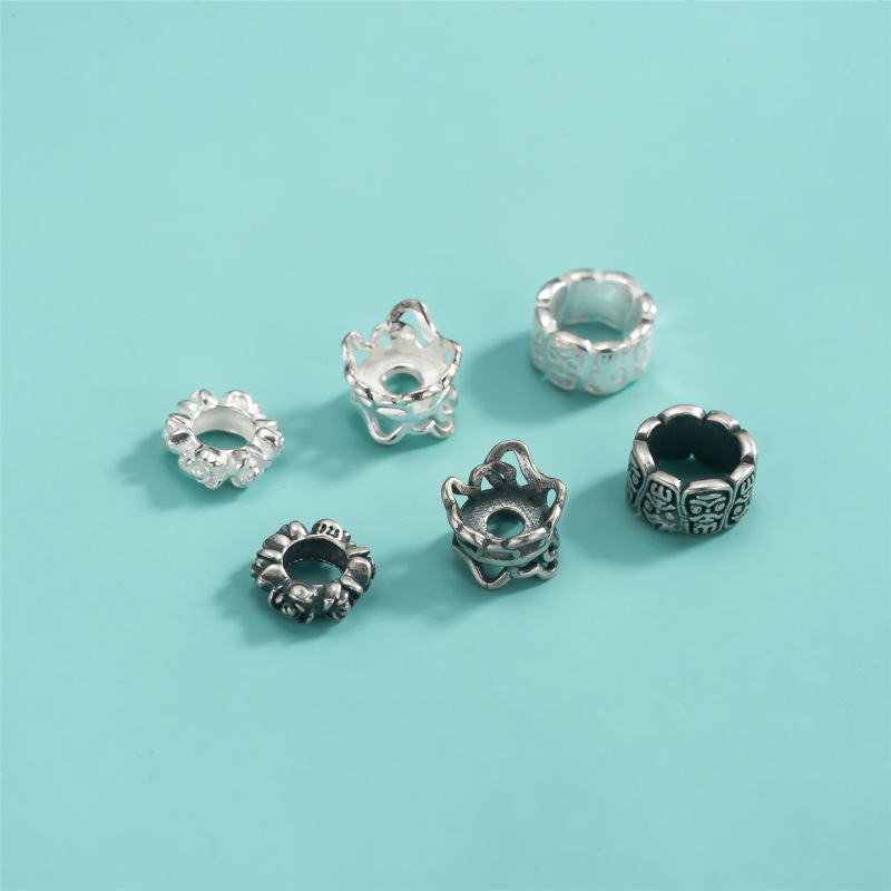 S925 Sterling Silver Retro Zakiram Spacer Beads Rose Spacer DIY Bracelet Asymmetrical Lava Wheel Beads S925 Sterling Silver Retro Zakiram Spacer Beads Rose Spacer DIY Bracelet Asymmetrical Lava Wheel Beads