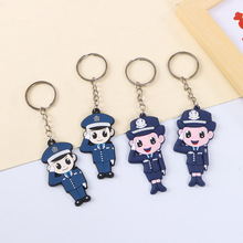 批发现货警察橡胶钥匙扣交警卡通钥匙扣创意软胶礼品挂件可印LOGO