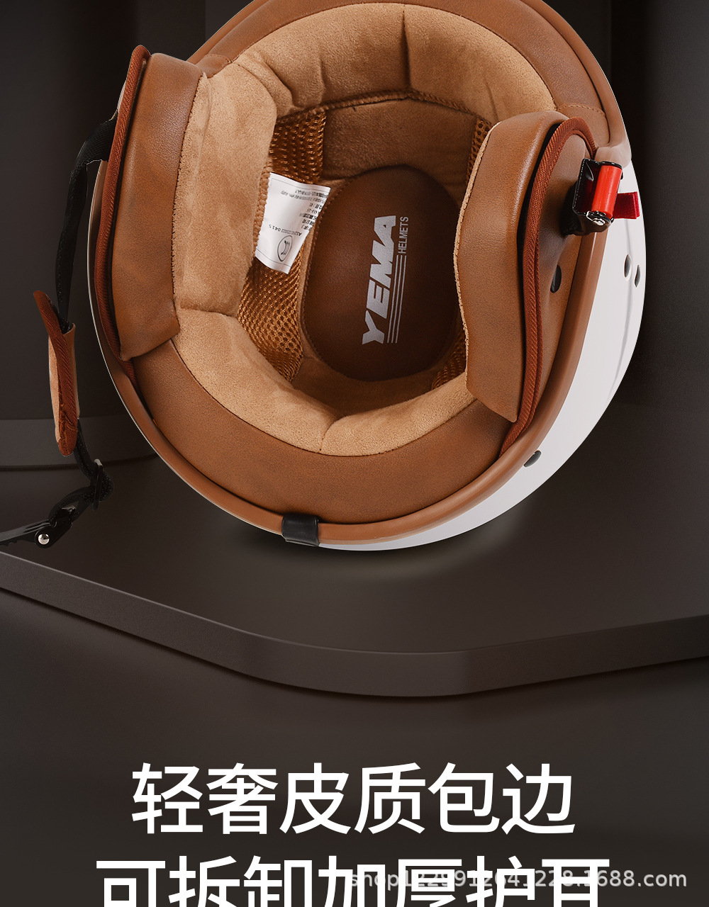 3C Certified Mustang Electric Vehicle Helmet for Men and Women, All-Season Autumn and Winter Warm Retro Motorcycle Full-Face Helmet, Half Helmet