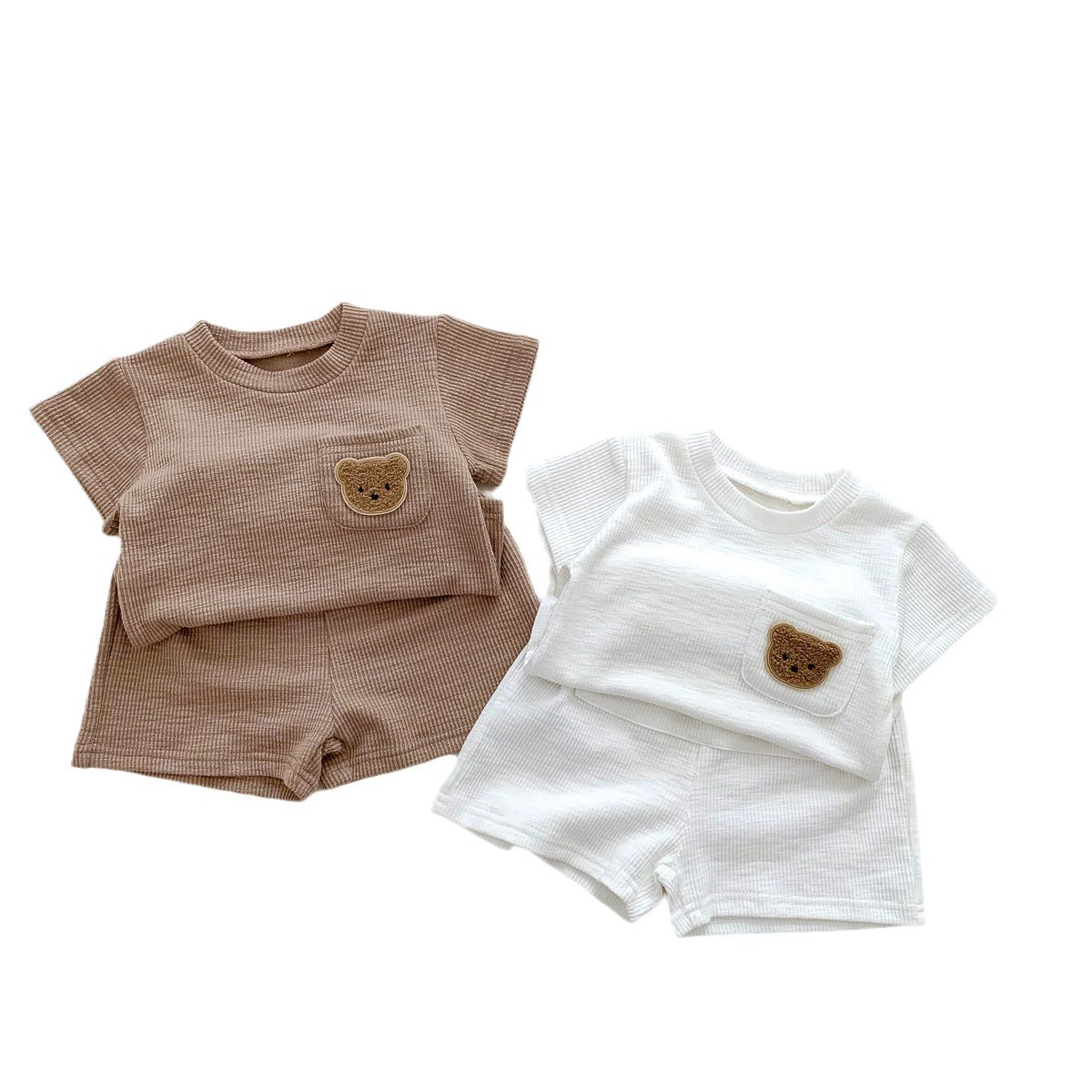 Детский летний комплект шортов: Bear Pocket Tee & Shorts, размеры 80–130 см