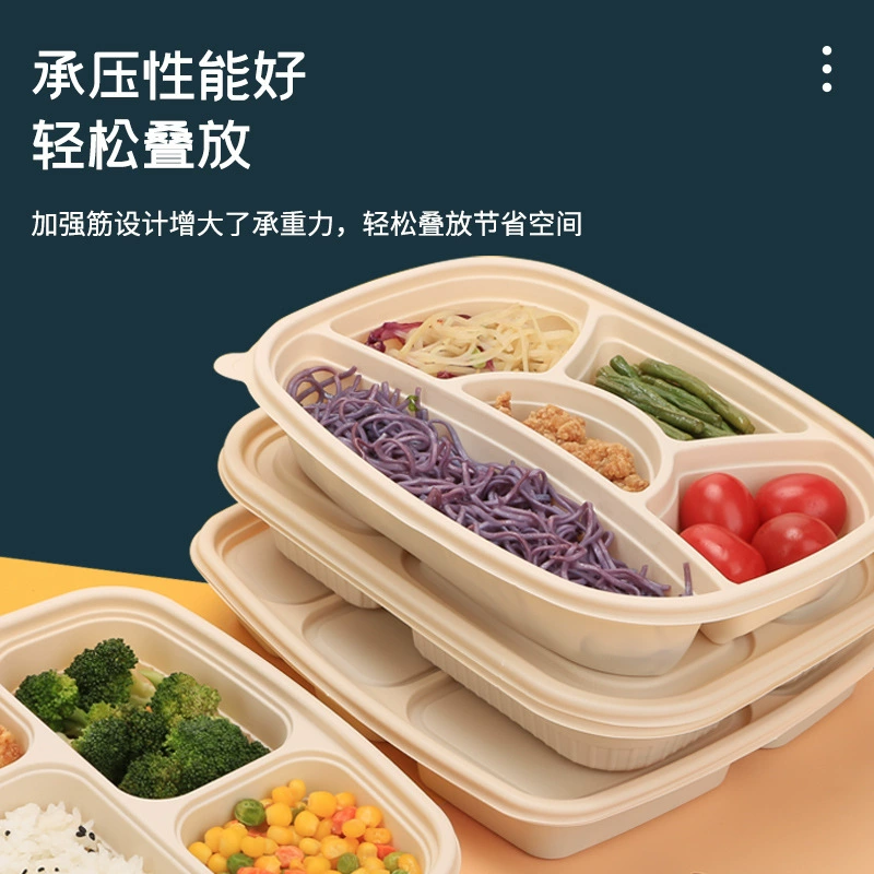 Одноразовая упаковочная коробка, коробка для обеда из кукурузного крахмала, пригодная для микроволновой печи, пищевой уровень, лоток для еды на вынос, фастфуд, большая скидка