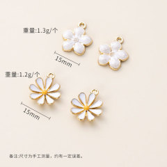 DIY Oil Alloy Small Pendant Hair Accessories Decorative Accessories Colorful 5-Petaled Flower Bracelet Daisies Pendant Materials Wholesale