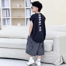 男童无袖套装夏季2026新款儿童夏装背心篮球运动服夏款大童装男孩