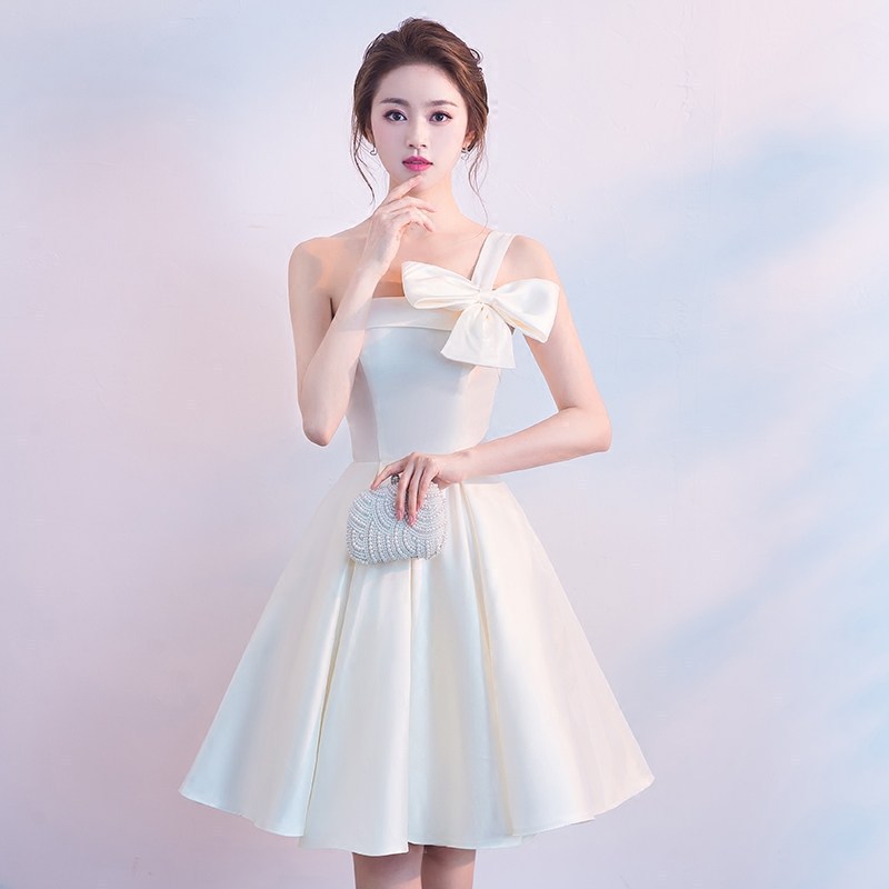 Tube Top Evening Dress for Women, White Short Style, 2026 Autumn Bridesmaid Niche, Can Be Worn Casually, Birthday Dress, Dress