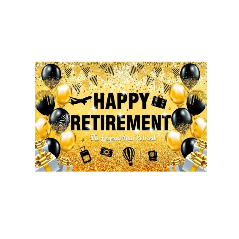 跨境新款退休派对横幅 Happy Retirement 庆祝背景装饰布氛围挂布