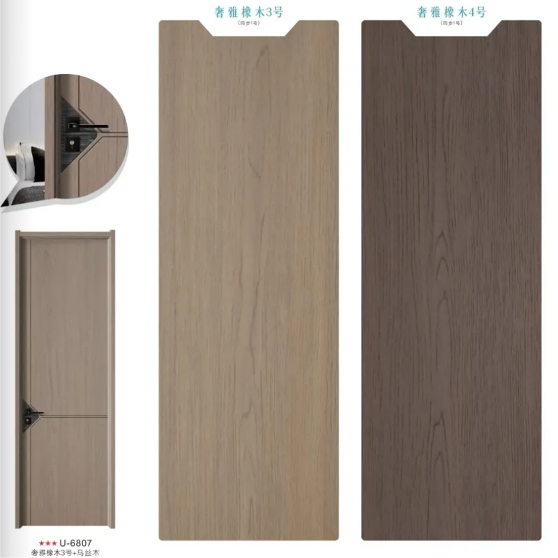 Puerta compuesta de madera maciza Puerta de habitación ecológica sin pintura Puerta de hotel de registro de cristal de carbono doméstico Juego interior Puerta de dormitorio insonorizada image 4