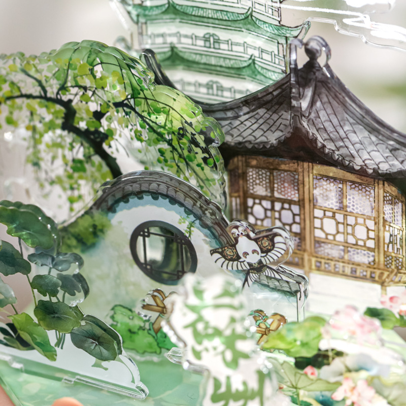 Sr. papel acrílico insertar tarjetas estéticas de la ciudad segunda serie de bombas de escritorio acrílico decoración de tarjetas