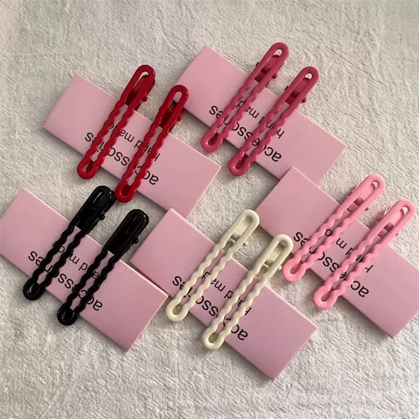 6cm Narrow Wavy Hair Clip, 5cm Wide Wavy Hair Clip, Glossy Macaron Color Round Hair Clip, Duckbill Clip, Bobby Pin, Bangs Clip