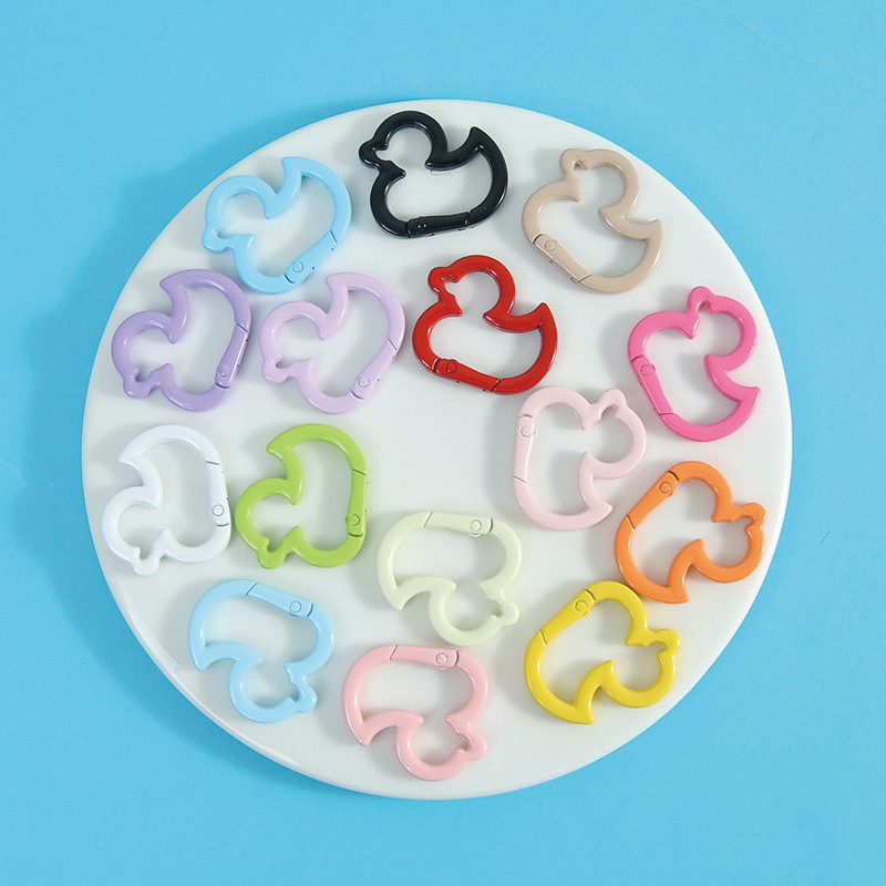 Colorful Painted Duck Keychain Keychain Spring Buckle Jewelry Accessories DIY Keychain Accessories Material Wholesale