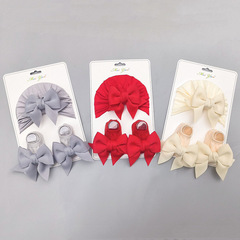 Baby socks, foot protection, toddler shoes, non-slip floor socks, bow socks + baby hats, 2-piece set, European and American fetal hats