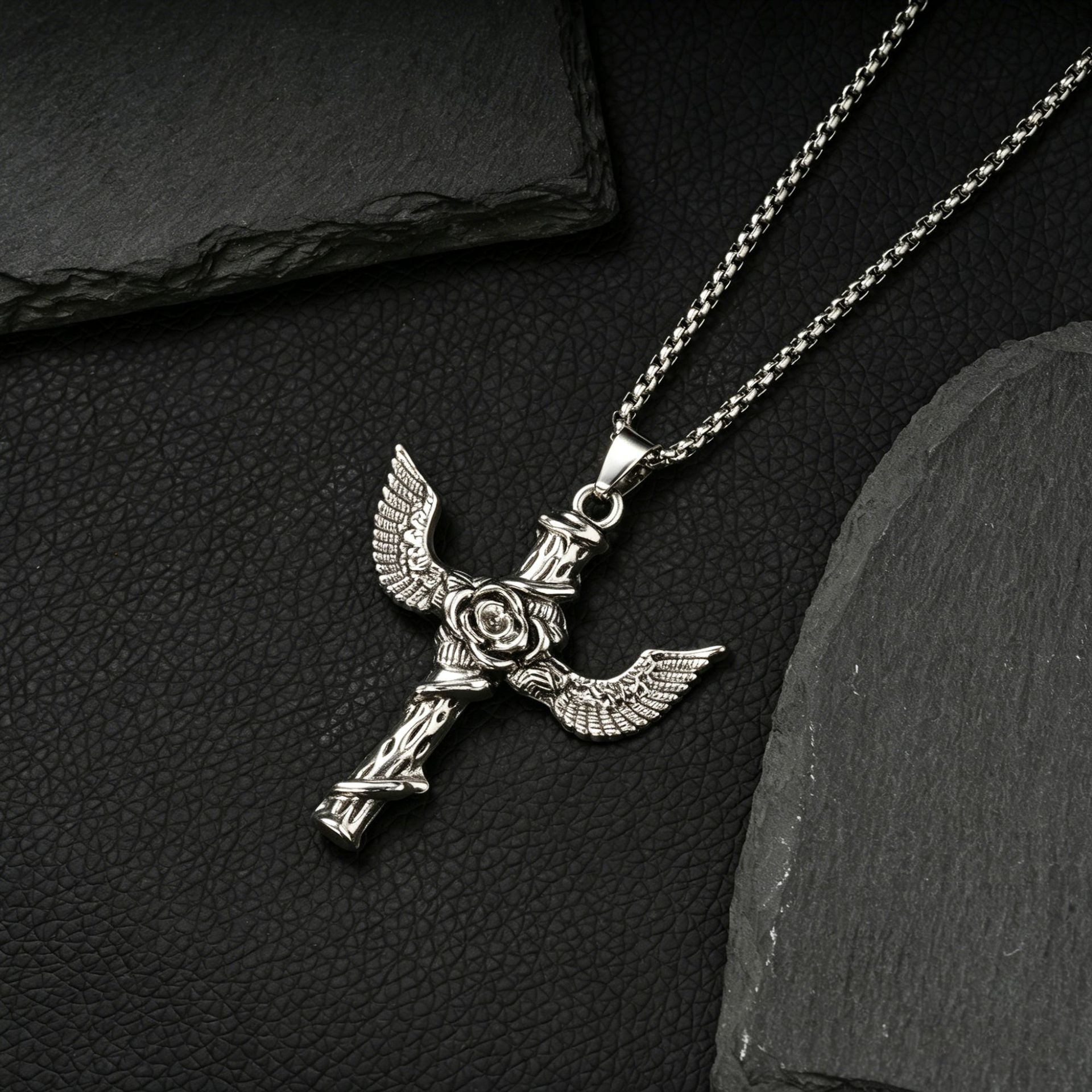 Colar com cruz hip-hop masculino corrente de suéter na moda_voghion.com