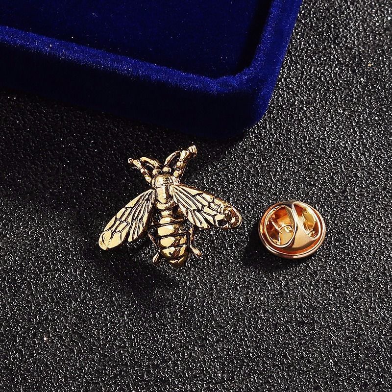 Spilla da bavero retrò da uomo con ape in lega, spilla da bavero a doppio uso per camicia e abito, accessorio vintage argento da donna di tendenza_voghion.com