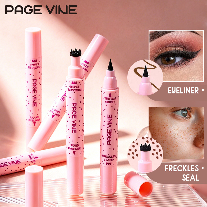 Lápiz delineador de ojos de doble punta PAGE VINE para maquillaje transfronterizo, de larga duración, fácil de aplicar, resistente al agua, para efecto pecas.