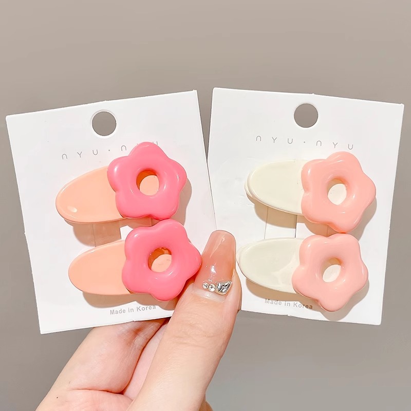 Rosa horquilla femenina 2024 Nueva horquilla BB clip frente flequillos laterales horquilla rota lindo clip de dopamina otoño