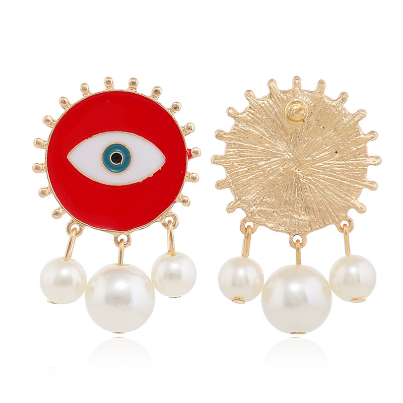 Fashion Devil Eyes Pearl Tassel Earrings Wholesale Nihaojewelry display picture 4