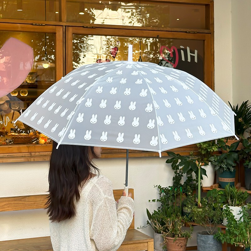 Genuine Miffy Umbrella Frosted Transparent Long-Handled Umbrella Cute Doll Head Umbrella Handle Straight Umbrella
