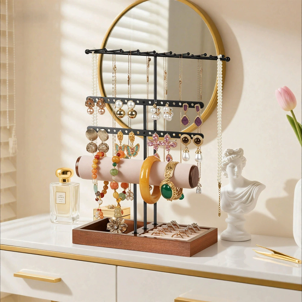 Самостоятельно разработанная 5-слойная Подставка для ювелирных изделий Косметическая настольная подставка для ювелирных изделий Серьги для хранения колец Браслет Ожерелье Ювелирная стойка