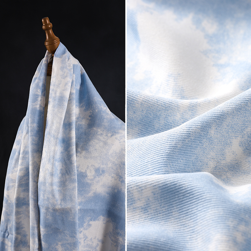 Colorful Tie-Dye Splash-Ink Style Denim Printed Fabric for Clothing Design, Jackets, Pants, DIY Handmade Fabric